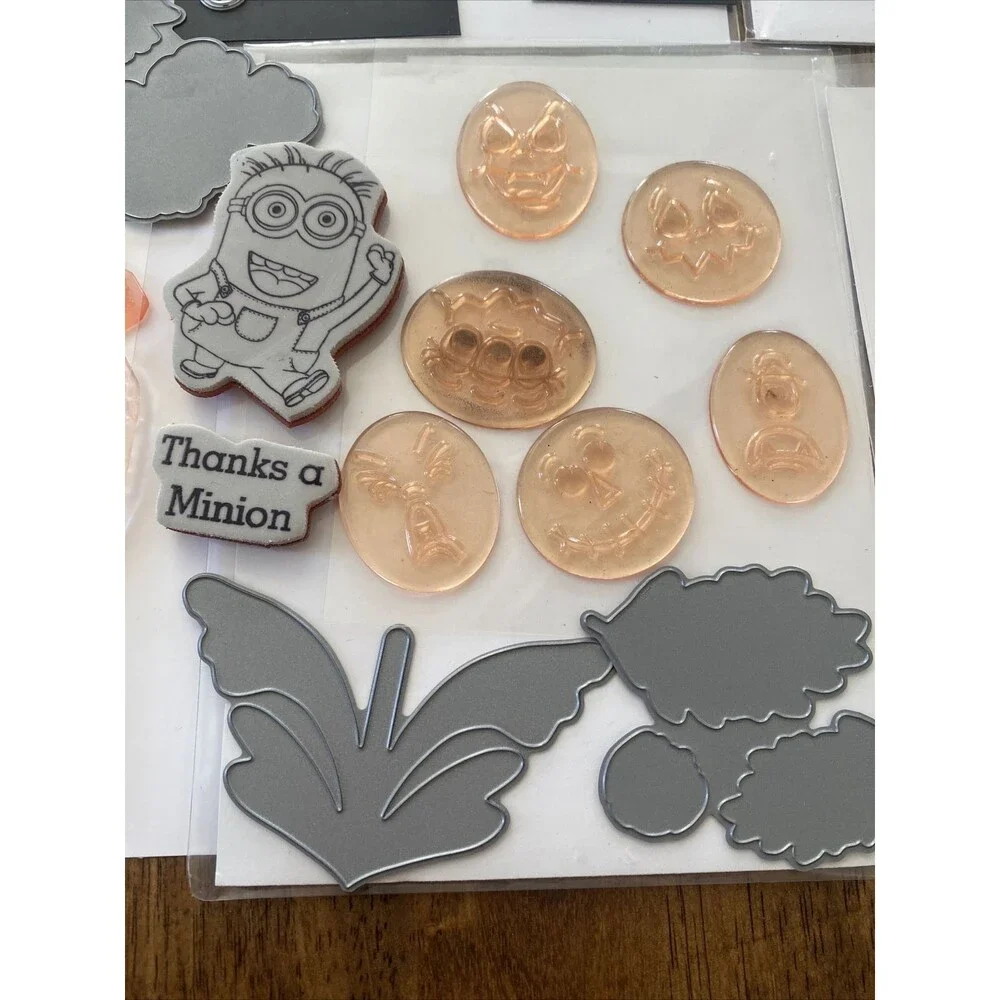 Various Rubber Stamps And Die Cuts Roses Halloween Frames Minions and More!